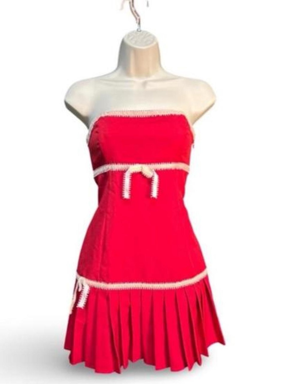 Vintage red coquette girl strapless Y2K mini dress small